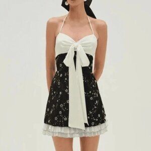 Black For Love And Lemons Snowy Jacquard Mini Dress Embellished Medium